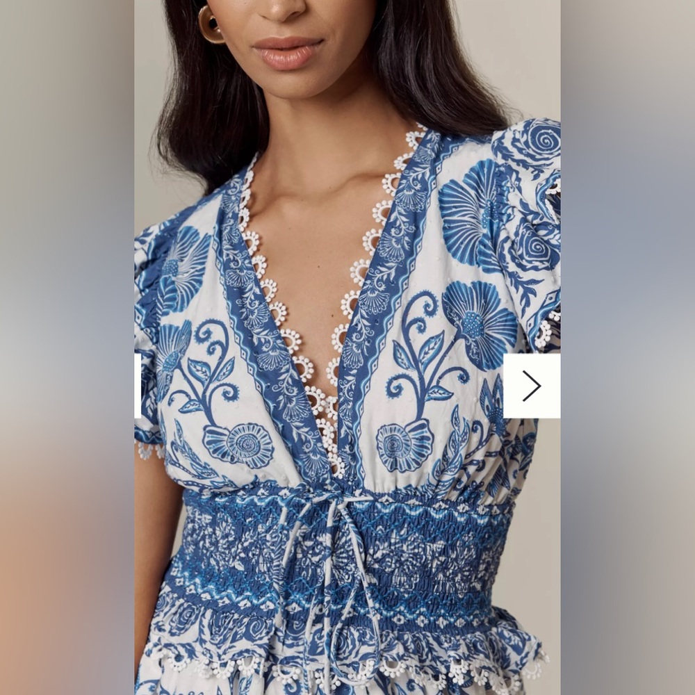 NWT! Farm Rio Shell Garden Cotton Ruffle Maxi Dress Size: L - Picture 4 of 14